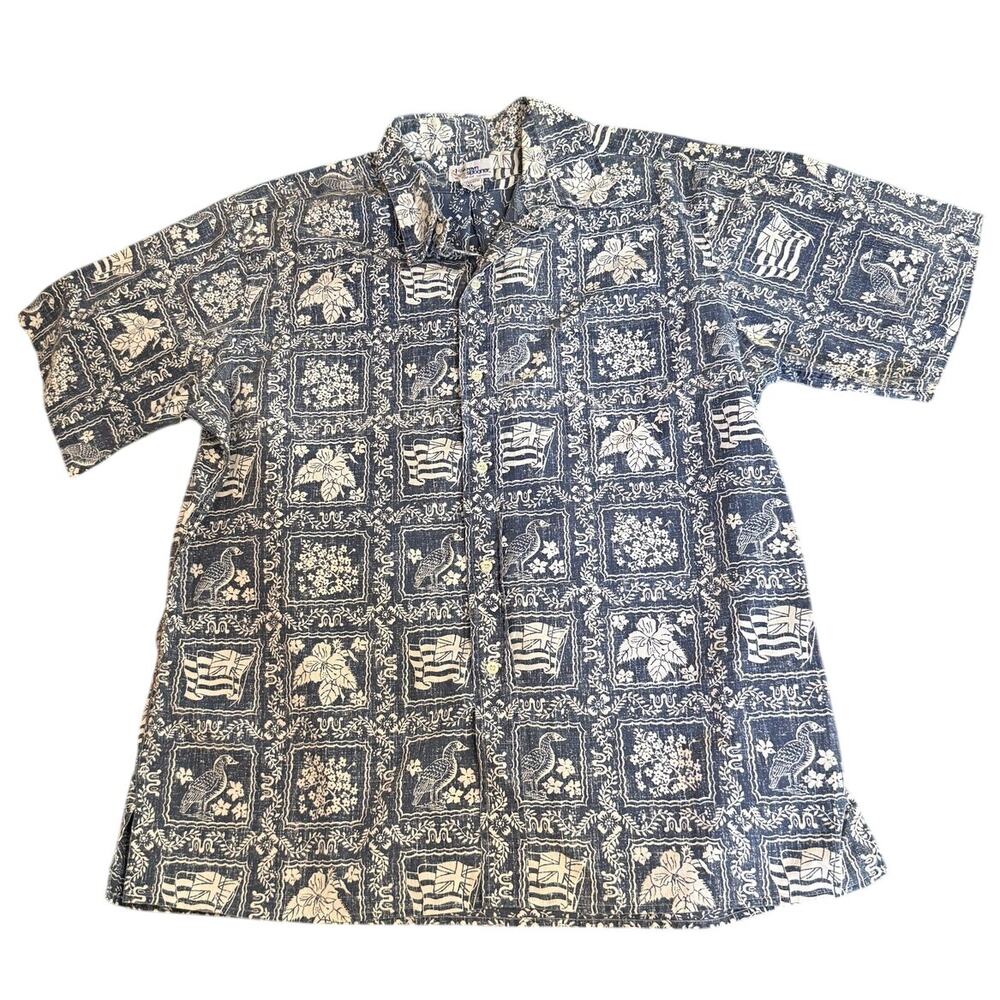 Reyn Spooner Men's Hawaiian Shirt Lahaina Sailor Archive Style XL Blue & White